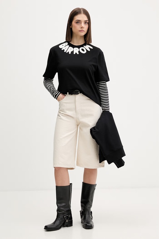 Barrow t-shirt bawełniany S6BWUATH071 czarny