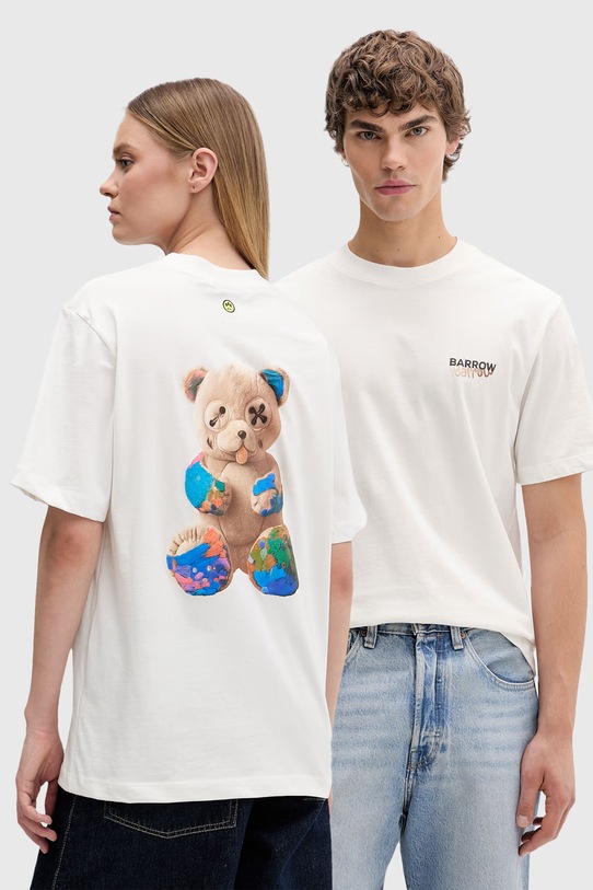 Barrow t-shirt bawełniany nadruk beżowy S6BWUATH076