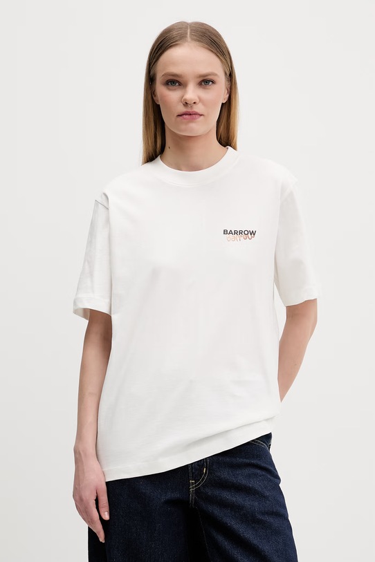 Barrow t-shirt bawełniany S6BWUATH076 beżowy SS26
