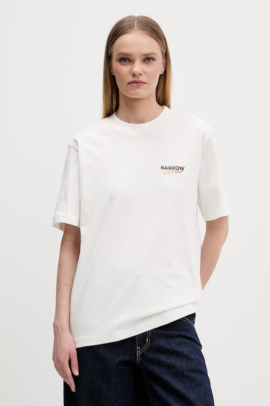 Odzież Barrow t-shirt bawełniany S6BWUATH076 beżowy