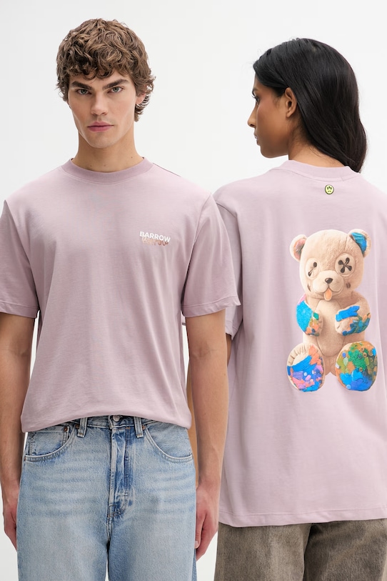 Barrow t-shirt bawełniany nadruk różowy S6BWUATH076
