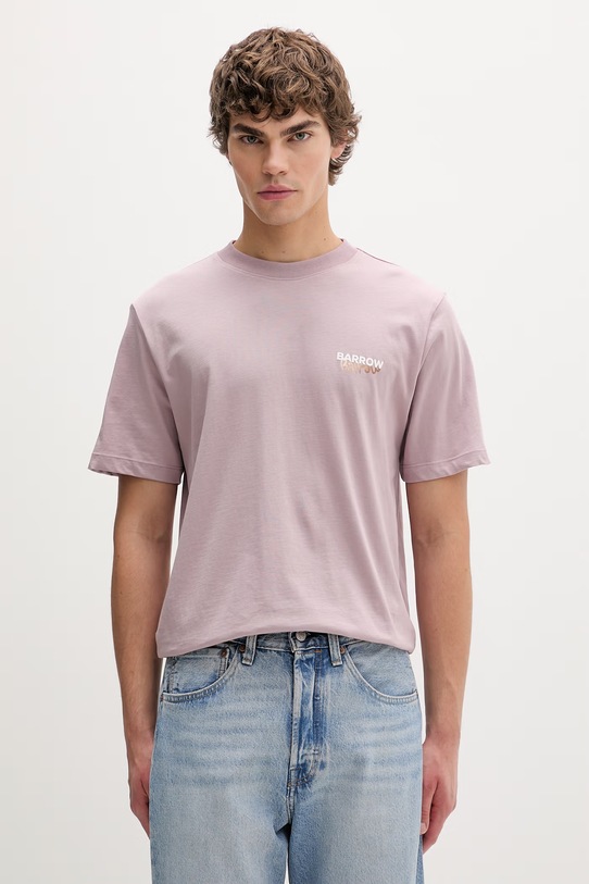 Barrow t-shirt bawełniany S6BWUATH076 różowy SS26