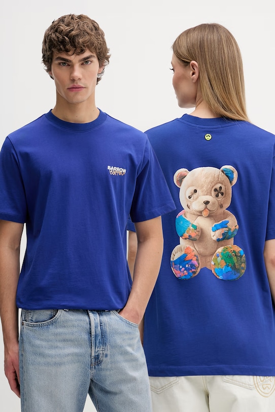 Barrow t-shirt bawełniany nadruk granatowy S6BWUATH076