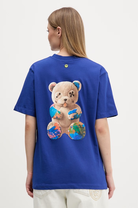 Barrow t-shirt bawełniany nadruk granatowy S6BWUATH076