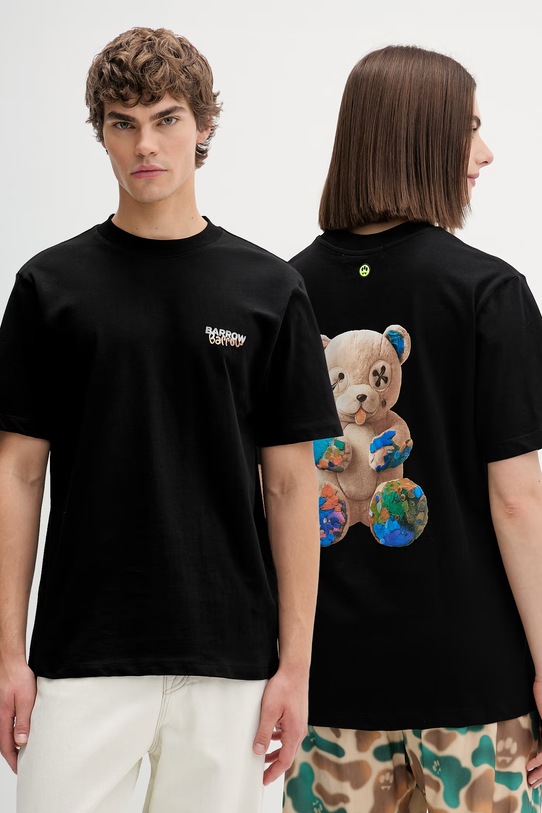 Barrow t-shirt bawełniany nadruk czarny S6BWUATH076