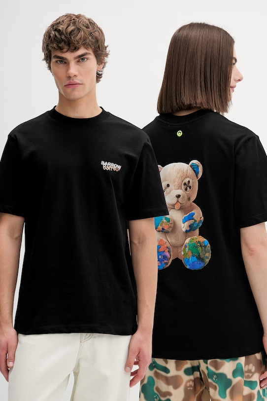 Barrow t-shirt bawełniany nadruk czarny S6BWUATH076
