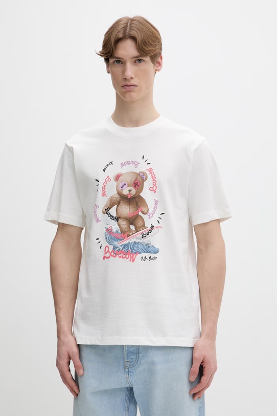 Barrow t-shirt bawełniany nadruk beżowy S6BWUATH078