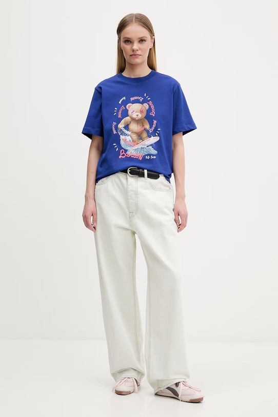 Barrow t-shirt bawełniany S6BWUATH078 granatowy SS26