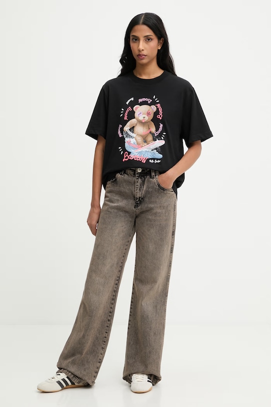 Βαμβακερό μπλουζάκι Barrow S6BWUATH078 μαύρο SS26