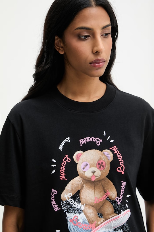 Βαμβακερό μπλουζάκι Barrow μαύρο S6BWUATH078