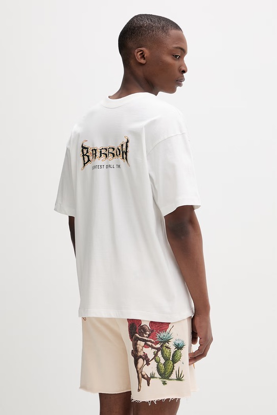 Barrow T-shirt bawełniany S6BWUATH083 beżowy SS26