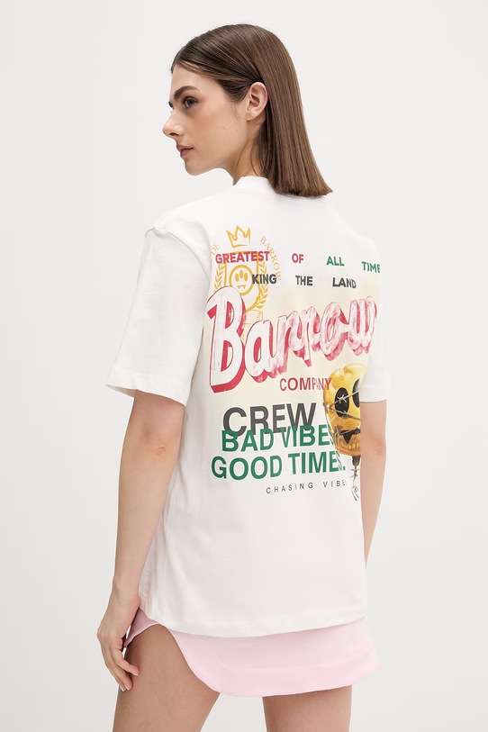 Barrow t-shirt męski bawełniany biały S6BWUATH086