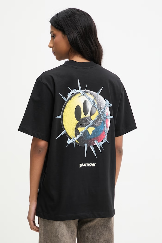 Ρούχα Βαμβακερό μπλουζάκι Barrow S6BWUATH103 μαύρο