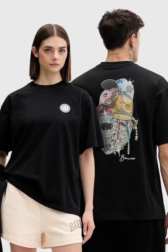 Barrow t-shirt oversize bawełniany czarny S6BWUATH137