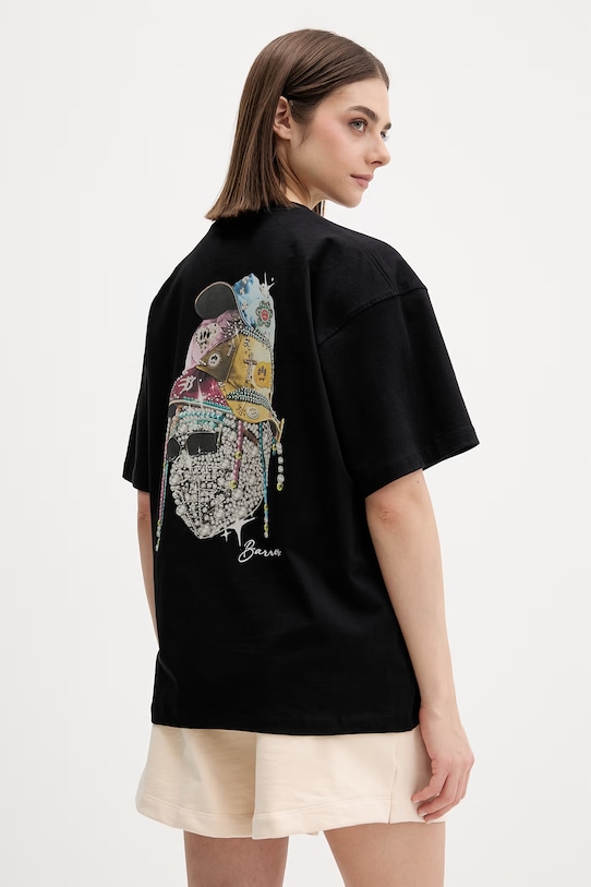 Barrow t-shirt oversize bawełniany S6BWUATH137 czarny
