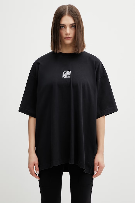 VETEMENTS t-shirt bawełniany Biker Cross ME76TR162B czarny SS26