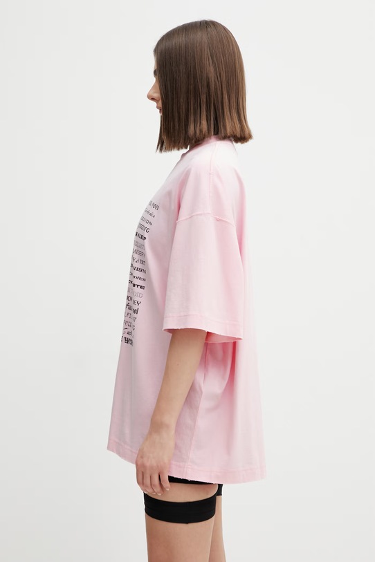 VETEMENTS t-shirt bawełniany Fuck Everything różowy ME76TR210PX