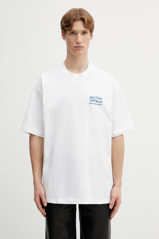 Bavlnené tričko VETEMENTS Sticker relaxed biela ME76TR227W