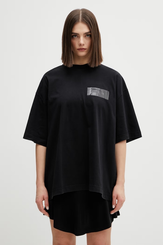 VETEMENTS t-shirt bawełniany Taped Logo ME76TR148B czarny SS26