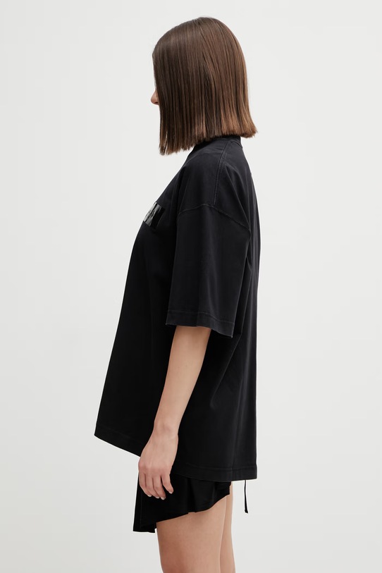 VETEMENTS t-shirt bawełniany Taped Logo czarny ME76TR148B