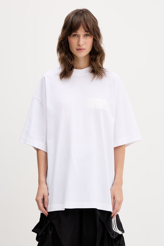 VETEMENTS t-shirt bawełniany Taped Logo ME76TR150W biały SS26