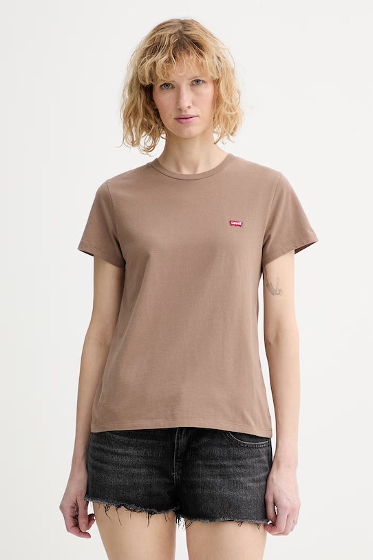 Levi's t-shirt bawełniany LSE_PERFECT regular brązowy A3116.0041