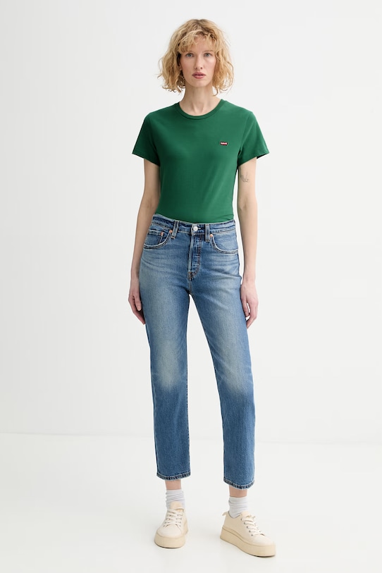 Bavlněné tričko Levi's LSE_PERFECT A3116.0042 zelená SS26