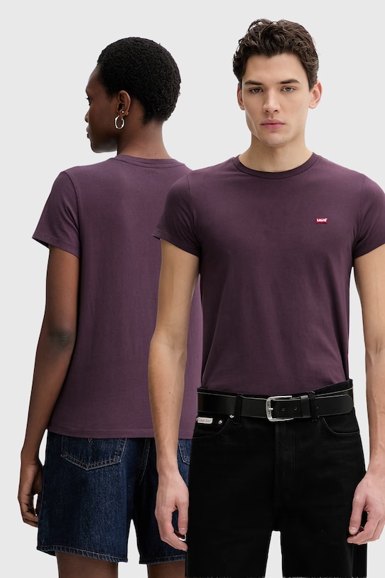 Bombažna kratka majica Levi's LSE_PERFECT Brez vzorca vijolična A3116.0045