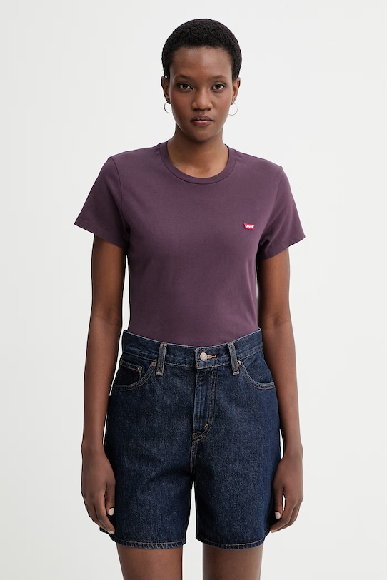 Oblačila Bombažna kratka majica Levi's LSE_PERFECT A3116.0045 vijolična