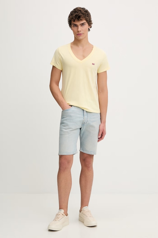 Levi's pamut póló LSE_PERFECT VNECK A3170.0058 sárga SS26