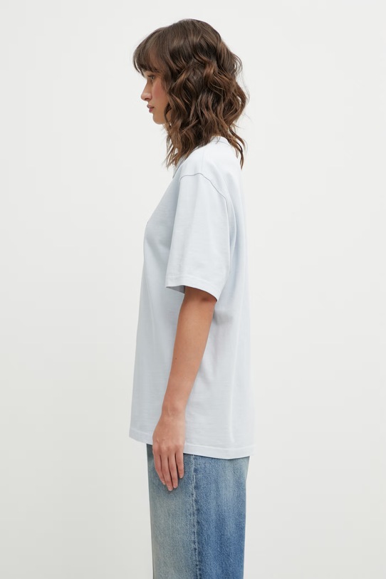 Café Kitsuné t-shirt bawełniany Barista Fox niebieski QU01101KJ7013