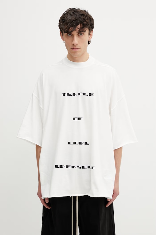 Rick Owens DRKSHDW Tommy t-shirt oversize bawełniany biały DU01F4259.RNEP7