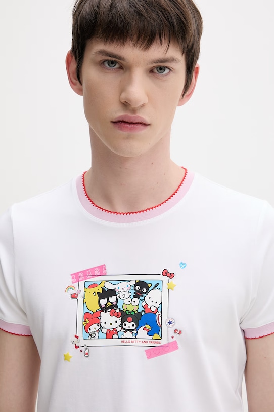 Converse bavlnené tričko x HELLO KITTY biela CVW5T519