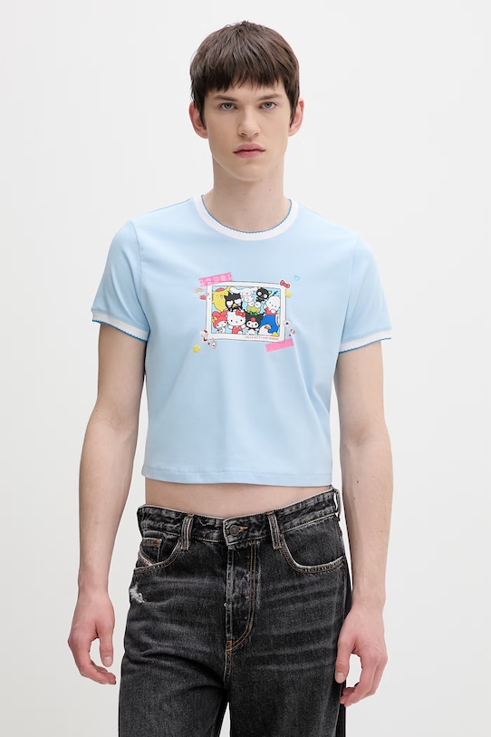 Converse bavlnené tričko x HELLO KITTY modrá CVW5T519