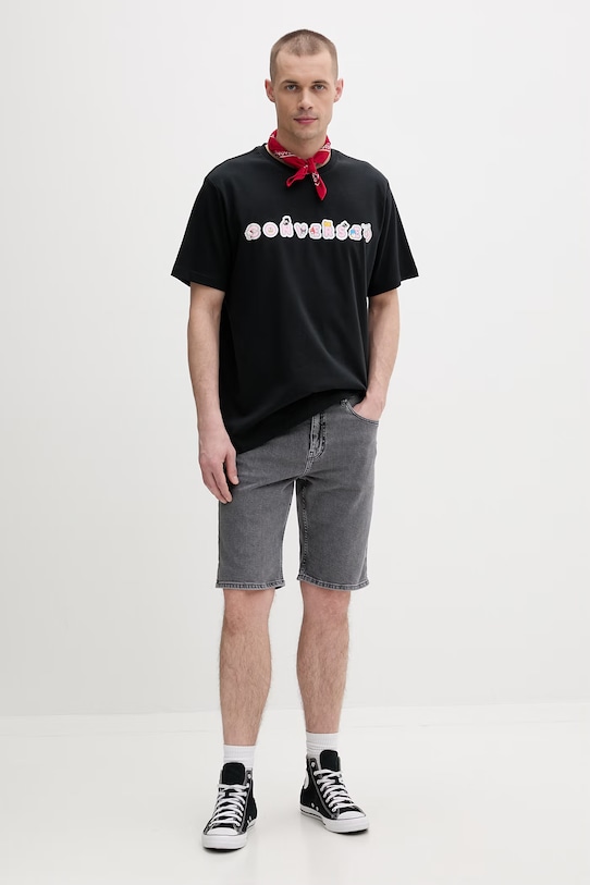 Ρούχα Converse T-shirt βαμβακερό x HELLO KITTY CVM5T517 μαύρο