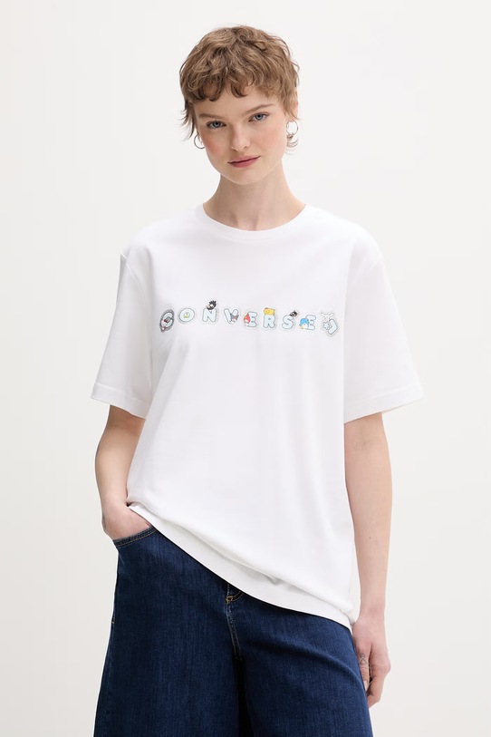 Converse t-shirt basic bawełniany x HELLO KITTY CVM5T517.WHT biały SS26