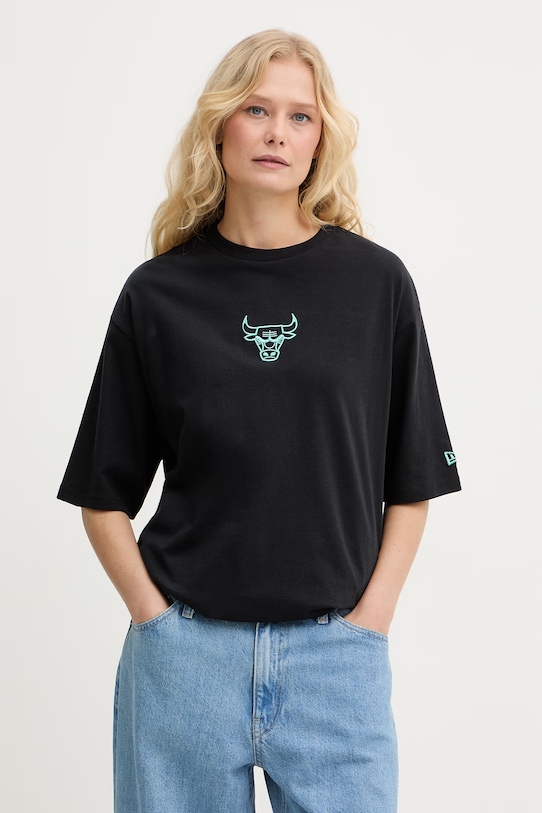 Odzież New Era t-shirt bawełniany CHICAGO BULLS 60771515 czarny