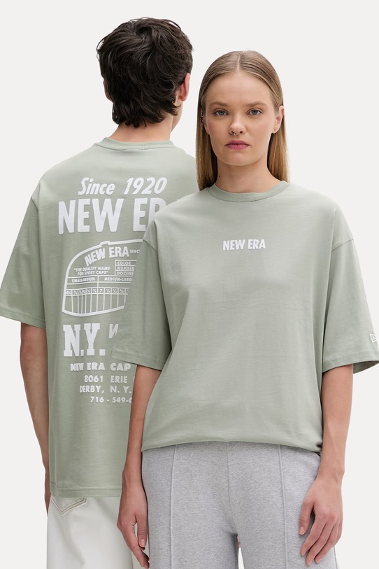 New Era t-shirt damski bawełniany GRAPHIC BP OS zielony 60771530