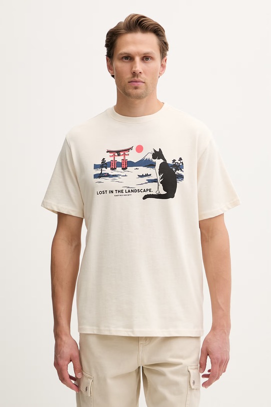 Kaotiko T-shirt bawełniany beżowy AS031.01.G002