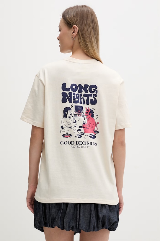 Kaotiko T-shirt bawełniany beżowy AS072.01.G002