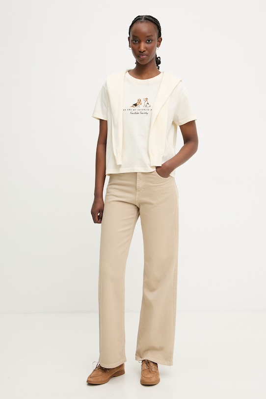 Kaotiko T-shirt bawełniany AS028.01.M002 beżowy SS26