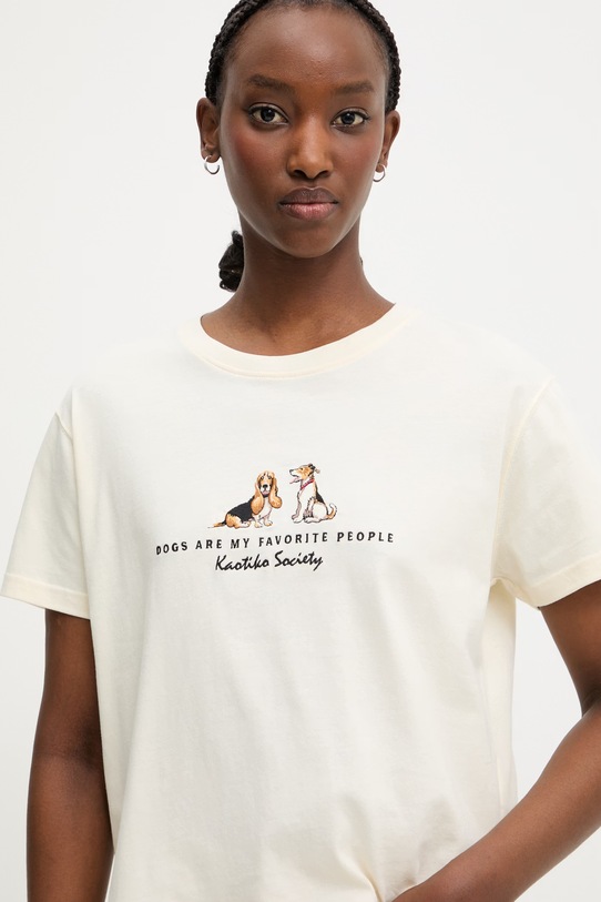 Kaotiko T-shirt bawełniany beżowy AS028.01.M002