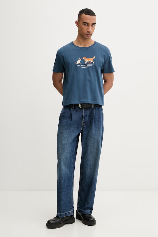 Kaotiko tricou din bumbac AS031.01.M002 bleumarin SS26