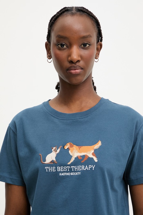 Kaotiko T-shirt bawełniany granatowy AS031.01.M002