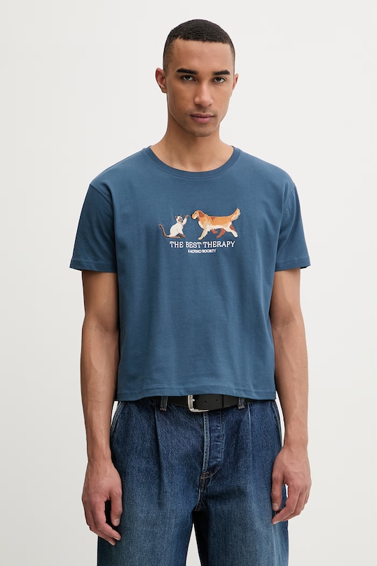 Kaotiko tricou din bumbac bleumarin AS031.01.M002