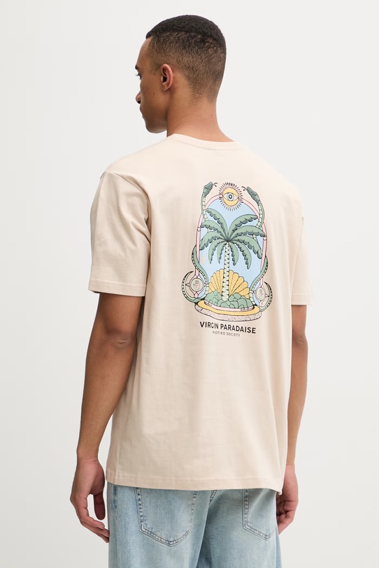 Kaotiko T-shirt bawełniany beżowy AS041.01.G002