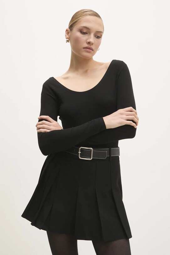 Answear.LAB body z jedwabiem z elastanem czarny ASC1401.fos