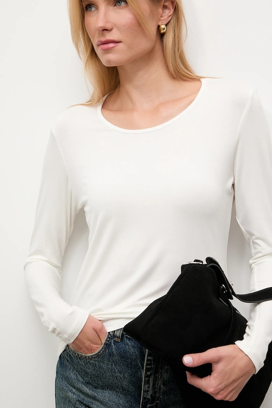 Answear.LAB longsleeve z jedwabiem biały ASC1309.fos