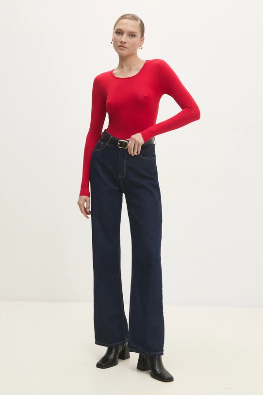 Answear Lab longsleeve din mătase ASC1309.fos rosu WA00