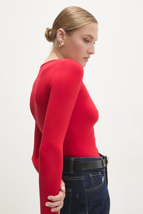 Answear Lab longsleeve din mătase rosu ASC1309.fos